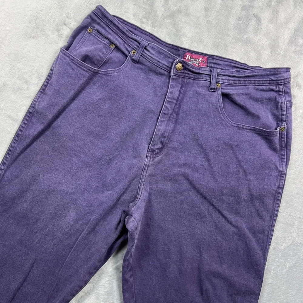 Denim & Co Jeans Women 22 Purple High Rise Tapered Leg Stretch Cotton